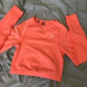 Gymshark Seamless Coral Long Sleeve Crop Top